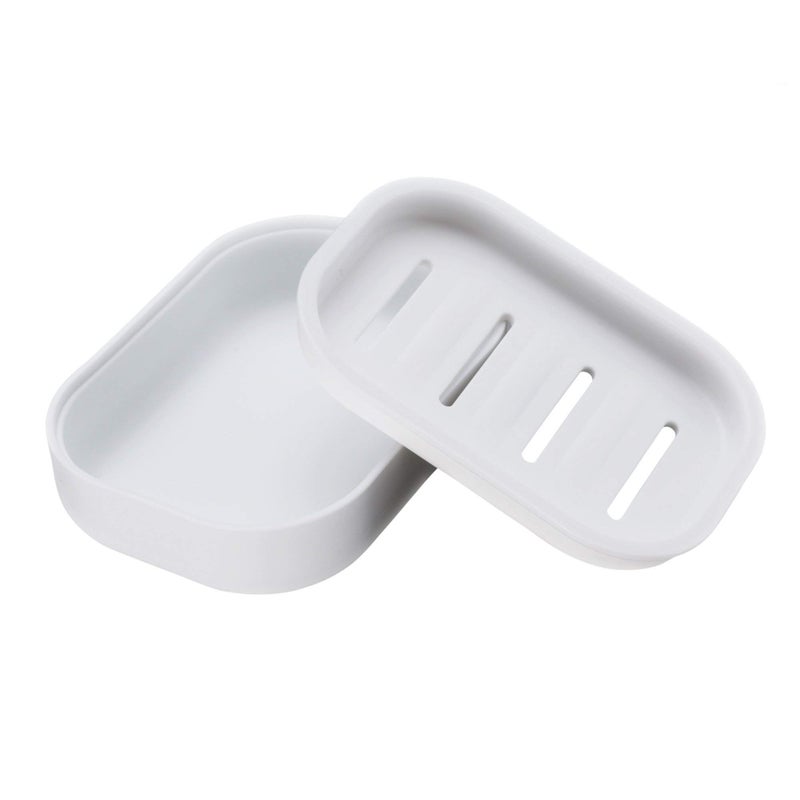 UVIVIU Plastic Soap Dish  Container  Keeps Soap Dry Easy Cleaning Drain White - Image 4